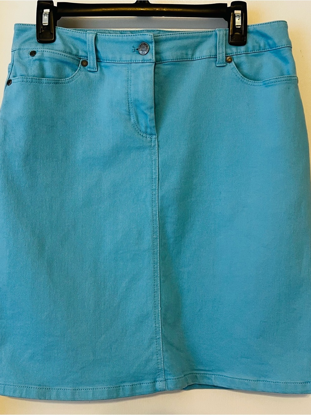 Talbots Aqua Blue Midi Denim Skirt